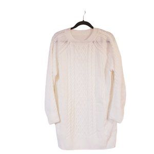 Cupshe Knit Tunic size Small oversized Cream chunky cable knit‎ fisheman